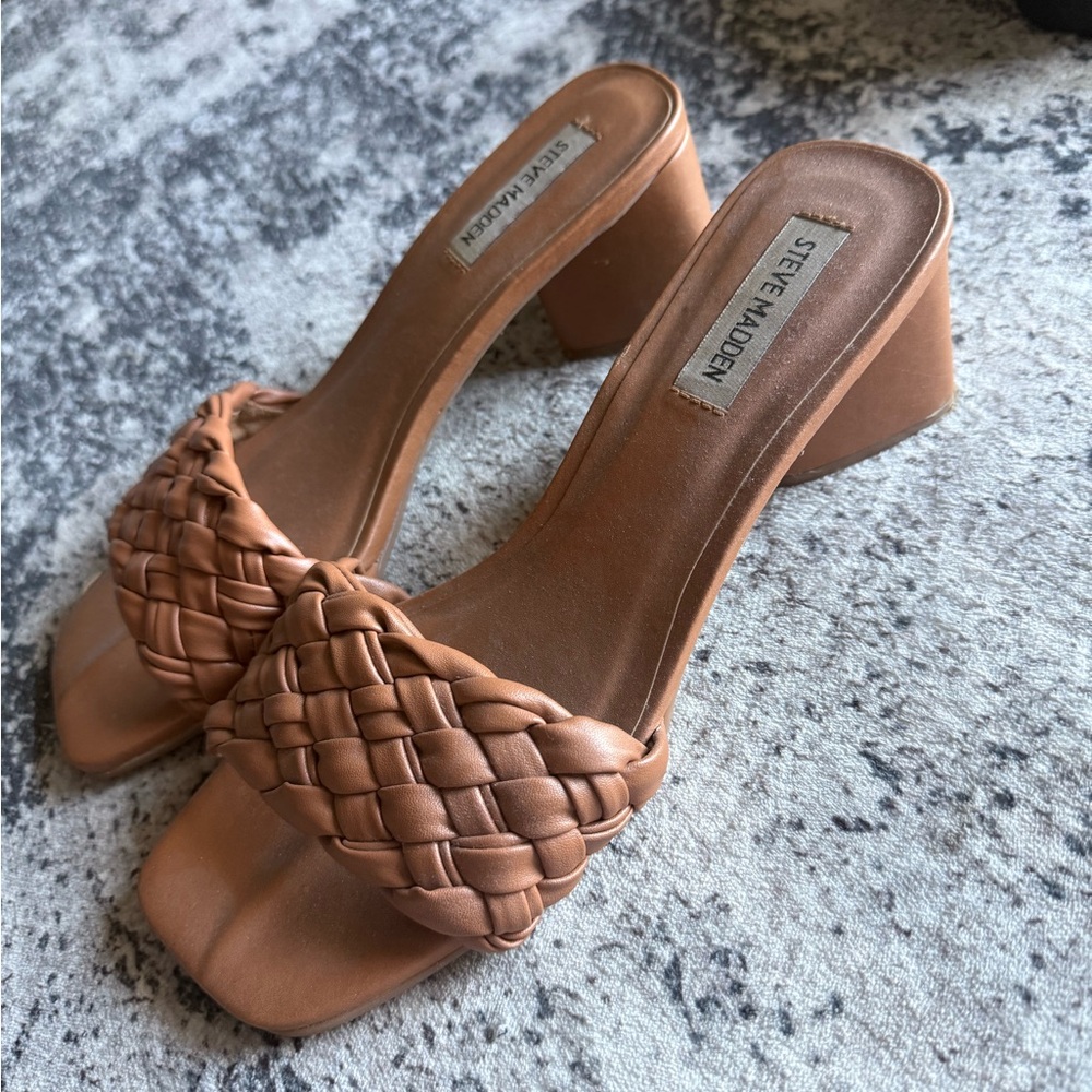 Steve Madden Brown Woven Block Heels